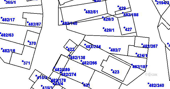 Parcela st. 482/234 v KÚ Pavlov u Dolních Věstonic, Katastrální mapa