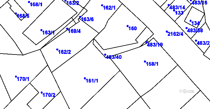 Parcela st. 483/40 v KÚ Pavlov u Dolních Věstonic, Katastrální mapa