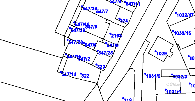 Parcela st. 547/25 v KÚ Pavlov u Dolních Věstonic, Katastrální mapa