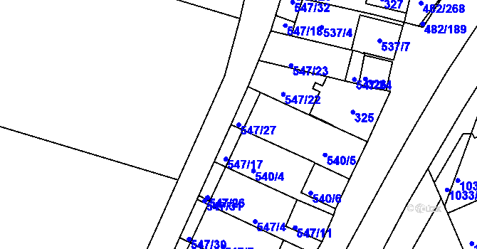 Parcela st. 547/27 v KÚ Pavlov u Dolních Věstonic, Katastrální mapa