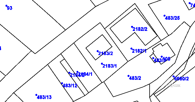 Parcela st. 2183/2 v KÚ Pavlov u Dolních Věstonic, Katastrální mapa