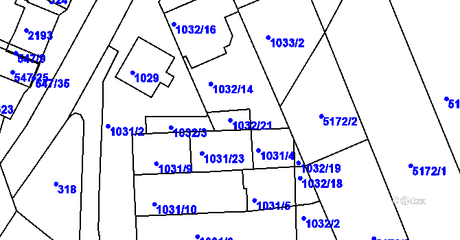 Parcela st. 1032/21 v KÚ Pavlov u Dolních Věstonic, Katastrální mapa