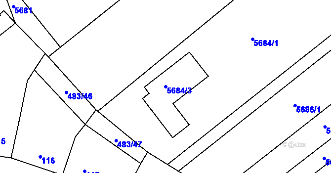 Parcela st. 5684/3 v KÚ Pavlov u Dolních Věstonic, Katastrální mapa