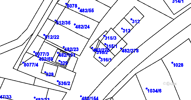 Parcela st. 316/2 v KÚ Pavlov u Dolních Věstonic, Katastrální mapa