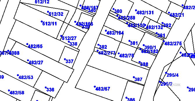 Parcela st. 482/273 v KÚ Pavlov u Dolních Věstonic, Katastrální mapa