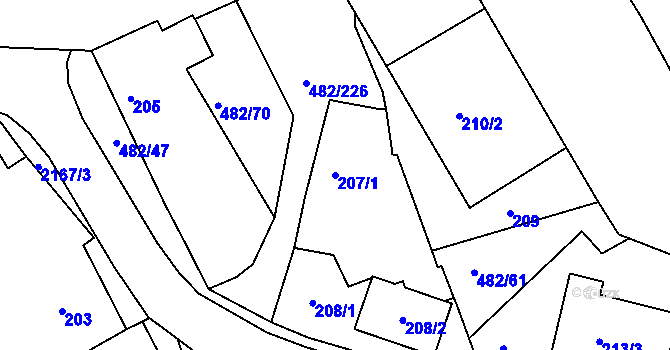 Parcela st. 207/1 v KÚ Pavlov u Dolních Věstonic, Katastrální mapa