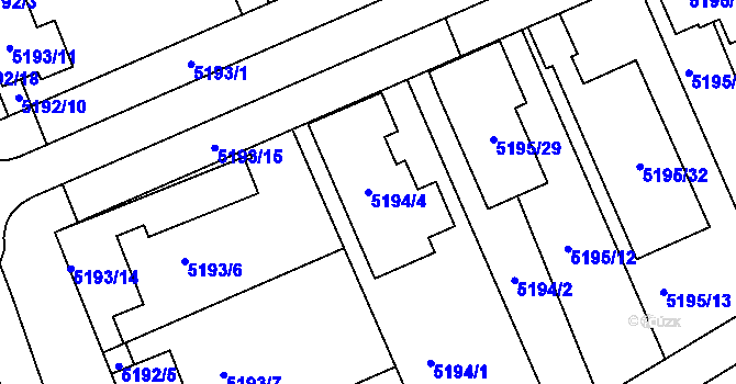 Parcela st. 5194/4 v KÚ Pavlov u Dolních Věstonic, Katastrální mapa