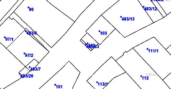 Parcela st. 483/53 v KÚ Pavlov u Dolních Věstonic, Katastrální mapa