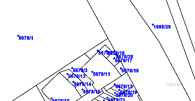 Parcela st. 5678/27 v KÚ Pavlov u Dolních Věstonic, Katastrální mapa