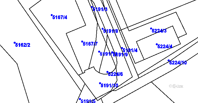 Parcela st. 5191/11 v KÚ Pavlov u Dolních Věstonic, Katastrální mapa