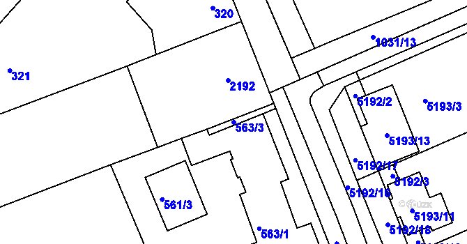 Parcela st. 563/3 v KÚ Pavlov u Dolních Věstonic, Katastrální mapa