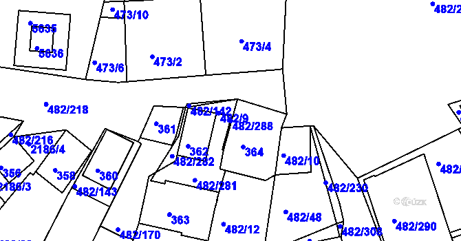 Parcela st. 482/288 v KÚ Pavlov u Dolních Věstonic, Katastrální mapa
