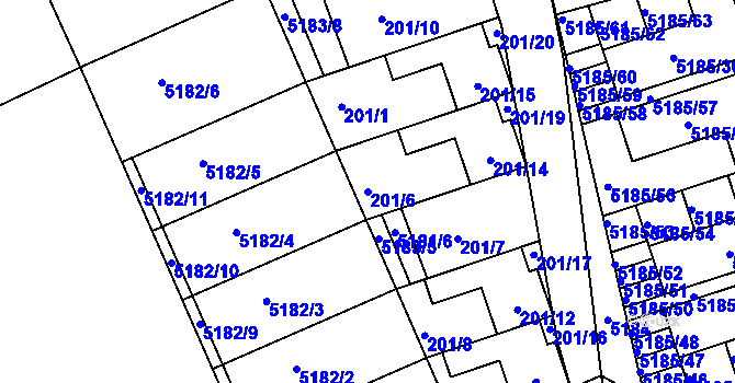 Parcela st. 201/6 v KÚ Pavlov u Dolních Věstonic, Katastrální mapa