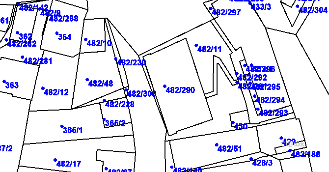 Parcela st. 482/290 v KÚ Pavlov u Dolních Věstonic, Katastrální mapa