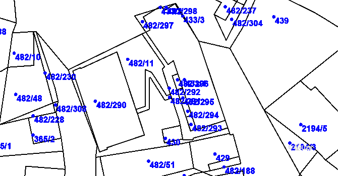 Parcela st. 482/292 v KÚ Pavlov u Dolních Věstonic, Katastrální mapa