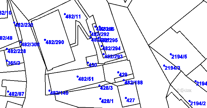 Parcela st. 482/293 v KÚ Pavlov u Dolních Věstonic, Katastrální mapa