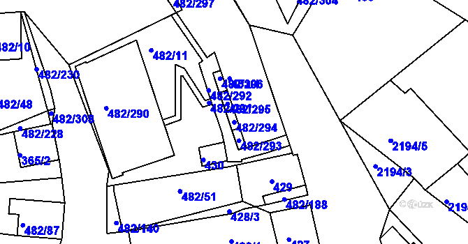 Parcela st. 482/294 v KÚ Pavlov u Dolních Věstonic, Katastrální mapa