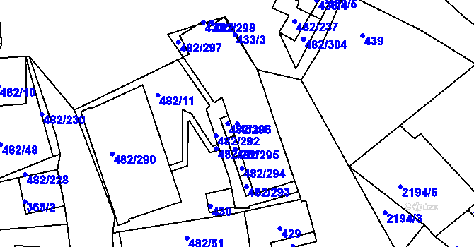 Parcela st. 433/1 v KÚ Pavlov u Dolních Věstonic, Katastrální mapa