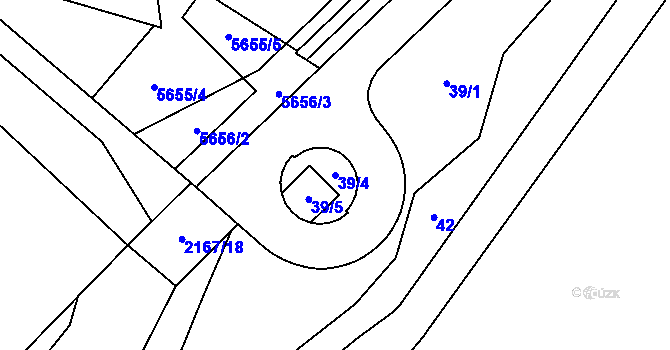 Parcela st. 39/4 v KÚ Pavlov u Dolních Věstonic, Katastrální mapa