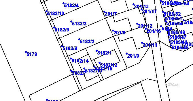Parcela st. 5182/1 v KÚ Pavlov u Dolních Věstonic, Katastrální mapa