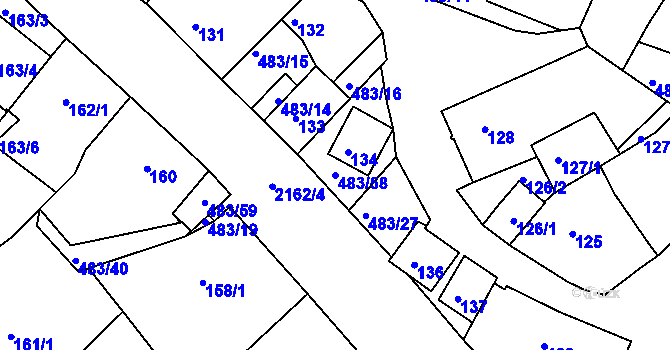 Parcela st. 483/58 v KÚ Pavlov u Dolních Věstonic, Katastrální mapa