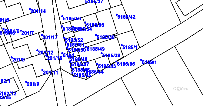 Parcela st. 5185/39 v KÚ Pavlov u Dolních Věstonic, Katastrální mapa
