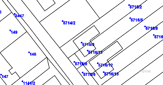 Parcela st. 5715/3 v KÚ Pavlov u Dolních Věstonic, Katastrální mapa