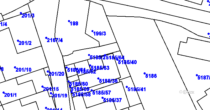 Parcela st. 5185/64 v KÚ Pavlov u Dolních Věstonic, Katastrální mapa