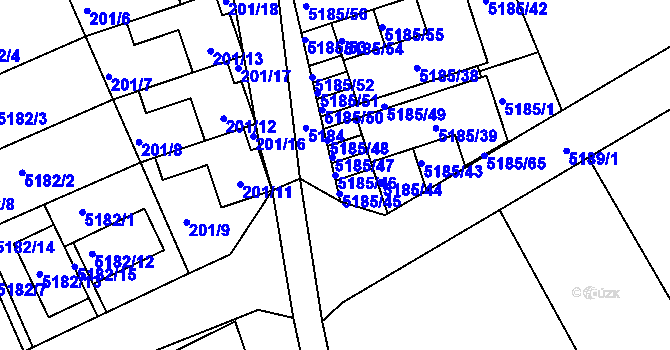 Parcela st. 5185/46 v KÚ Pavlov u Dolních Věstonic, Katastrální mapa