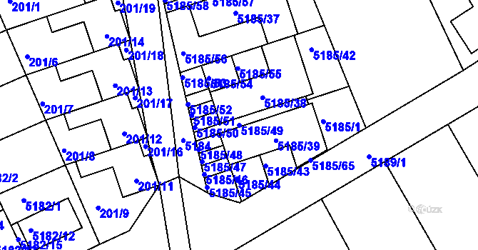 Parcela st. 5185/49 v KÚ Pavlov u Dolních Věstonic, Katastrální mapa