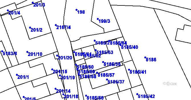 Parcela st. 5185/63 v KÚ Pavlov u Dolních Věstonic, Katastrální mapa