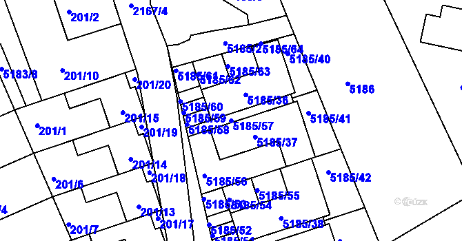 Parcela st. 5185/57 v KÚ Pavlov u Dolních Věstonic, Katastrální mapa