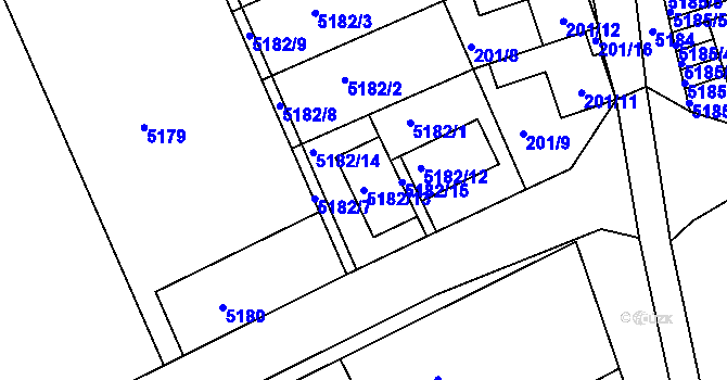 Parcela st. 5182/13 v KÚ Pavlov u Dolních Věstonic, Katastrální mapa