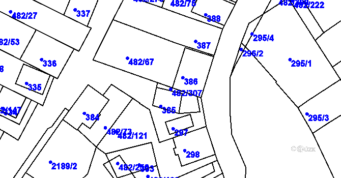 Parcela st. 482/307 v KÚ Pavlov u Dolních Věstonic, Katastrální mapa