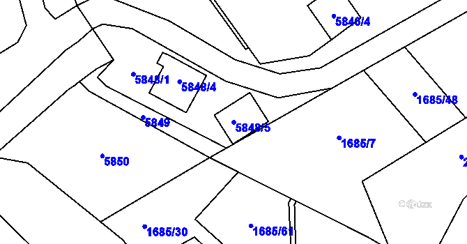 Parcela st. 5848/5 v KÚ Pavlov u Dolních Věstonic, Katastrální mapa