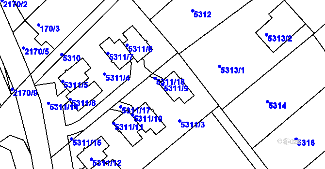 Parcela st. 5311/9 v KÚ Pavlov u Dolních Věstonic, Katastrální mapa