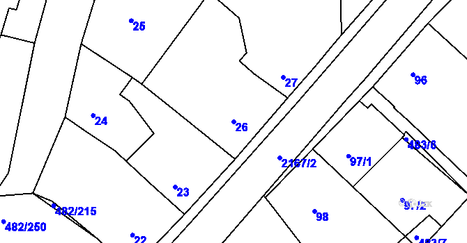 Parcela st. 26 v KÚ Pavlov u Dolních Věstonic, Katastrální mapa