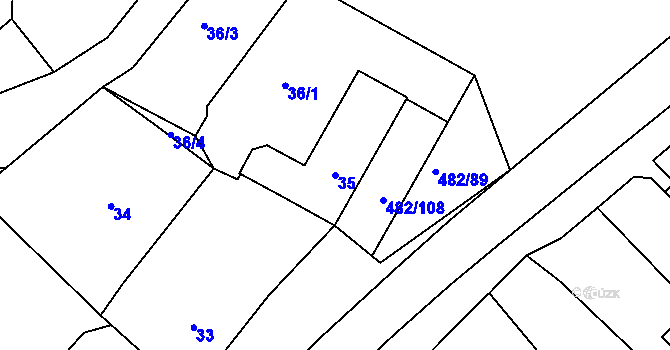 Parcela st. 35 v KÚ Pavlov u Dolních Věstonic, Katastrální mapa
