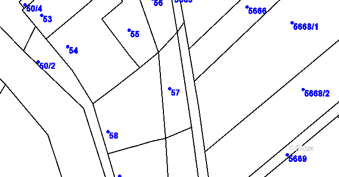 Parcela st. 57 v KÚ Pavlov u Dolních Věstonic, Katastrální mapa