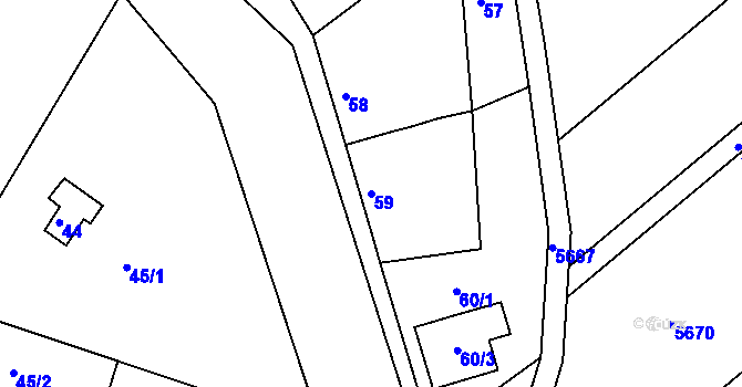 Parcela st. 59 v KÚ Pavlov u Dolních Věstonic, Katastrální mapa