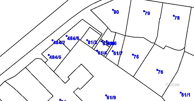 Parcela st. 61/4 v KÚ Pavlov u Dolních Věstonic, Katastrální mapa
