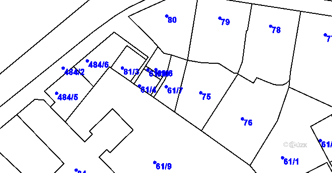 Parcela st. 61/7 v KÚ Pavlov u Dolních Věstonic, Katastrální mapa