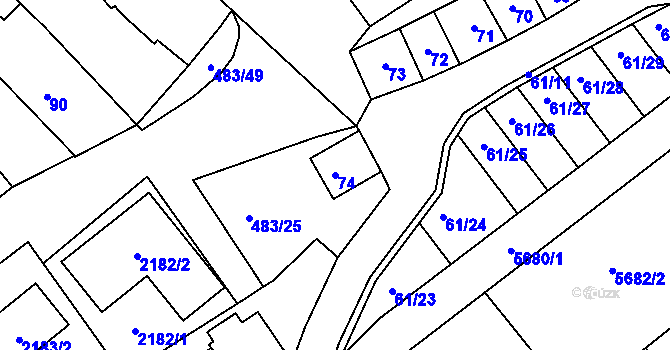 Parcela st. 74 v KÚ Pavlov u Dolních Věstonic, Katastrální mapa