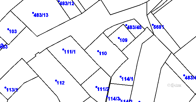Parcela st. 110 v KÚ Pavlov u Dolních Věstonic, Katastrální mapa