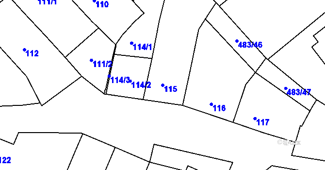 Parcela st. 115 v KÚ Pavlov u Dolních Věstonic, Katastrální mapa