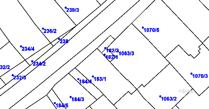 Parcela st. 182/1 v KÚ Pavlov u Dolních Věstonic, Katastrální mapa