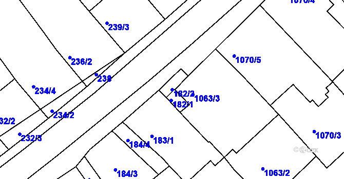 Parcela st. 182/2 v KÚ Pavlov u Dolních Věstonic, Katastrální mapa