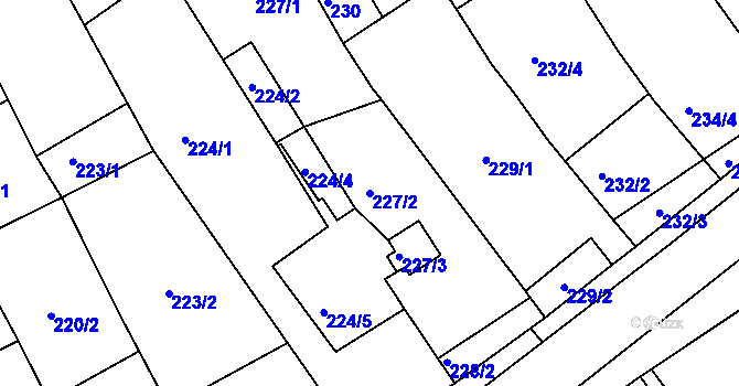 Parcela st. 227/2 v KÚ Pavlov u Dolních Věstonic, Katastrální mapa