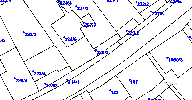 Parcela st. 228/2 v KÚ Pavlov u Dolních Věstonic, Katastrální mapa
