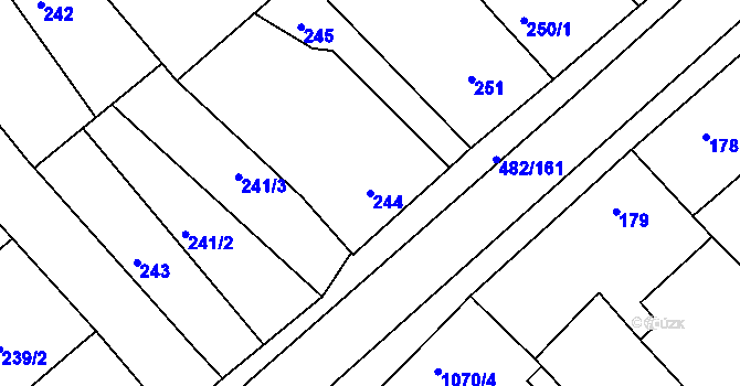 Parcela st. 244 v KÚ Pavlov u Dolních Věstonic, Katastrální mapa